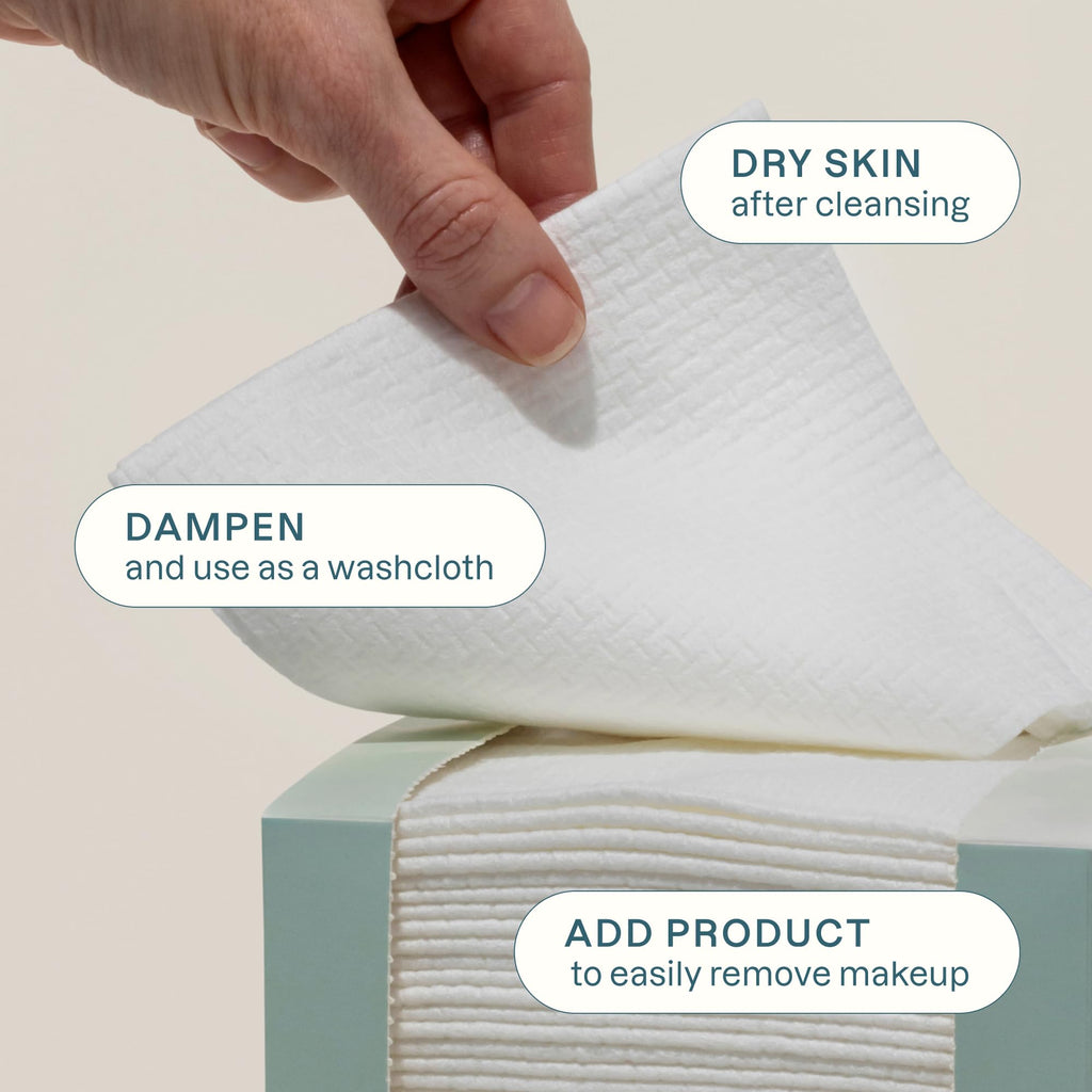 Cliganic Face Towels XL, Disposable Makeup Remover, Soft Dry Wipes, 50 ct | Ultra-Absorbent, Gentle Facial Cloths for All Skin Types, Hypoallergenic, Lint-Free Cleansing, Pamper Your Face, Feel Fresh