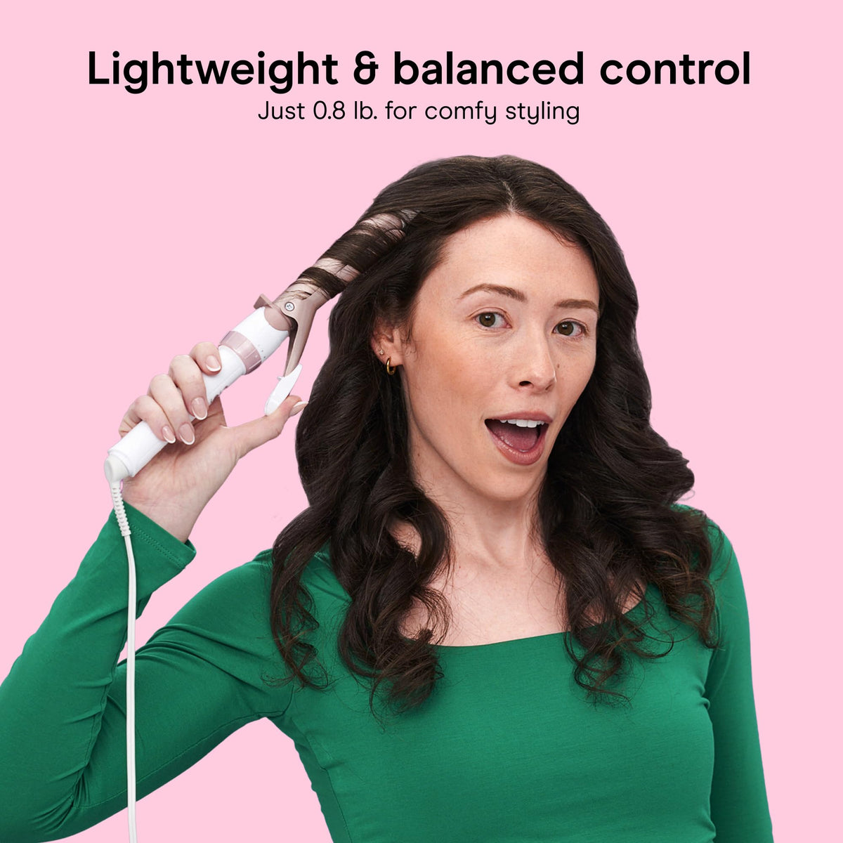 Conair Curling Iron, Double Ceramic, 1-in. Barrel, White/Rose Gold | Hair curler and hair waver for medium to long hair, 30 heat settings, dual voltage, built-in heat protection, auto-off