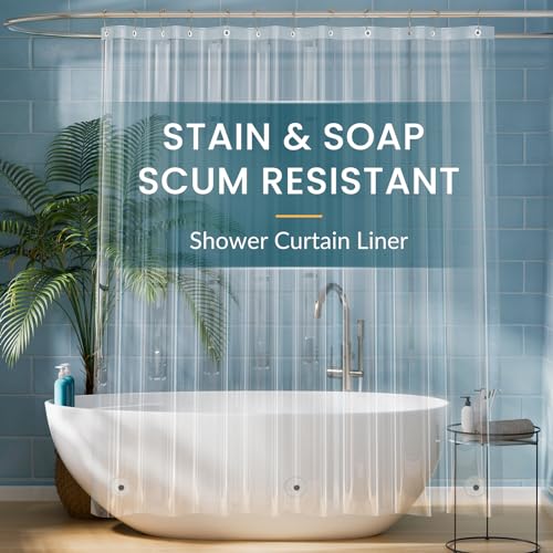 Titanker Shower Curtain Liner Clear Plastic Shower Liner 72 x 72 Lightweight Waterproof PEVA Shower Curtains for Bathroom with Magnets and Rustproof Grommets