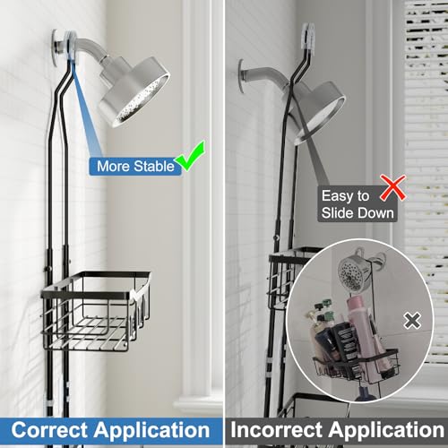 Joqixon Upgraded Extended Length Shower Organizer with Hooks, Rustproof Shampoo Soap Holder, Large Hanging Bathroom Caddy