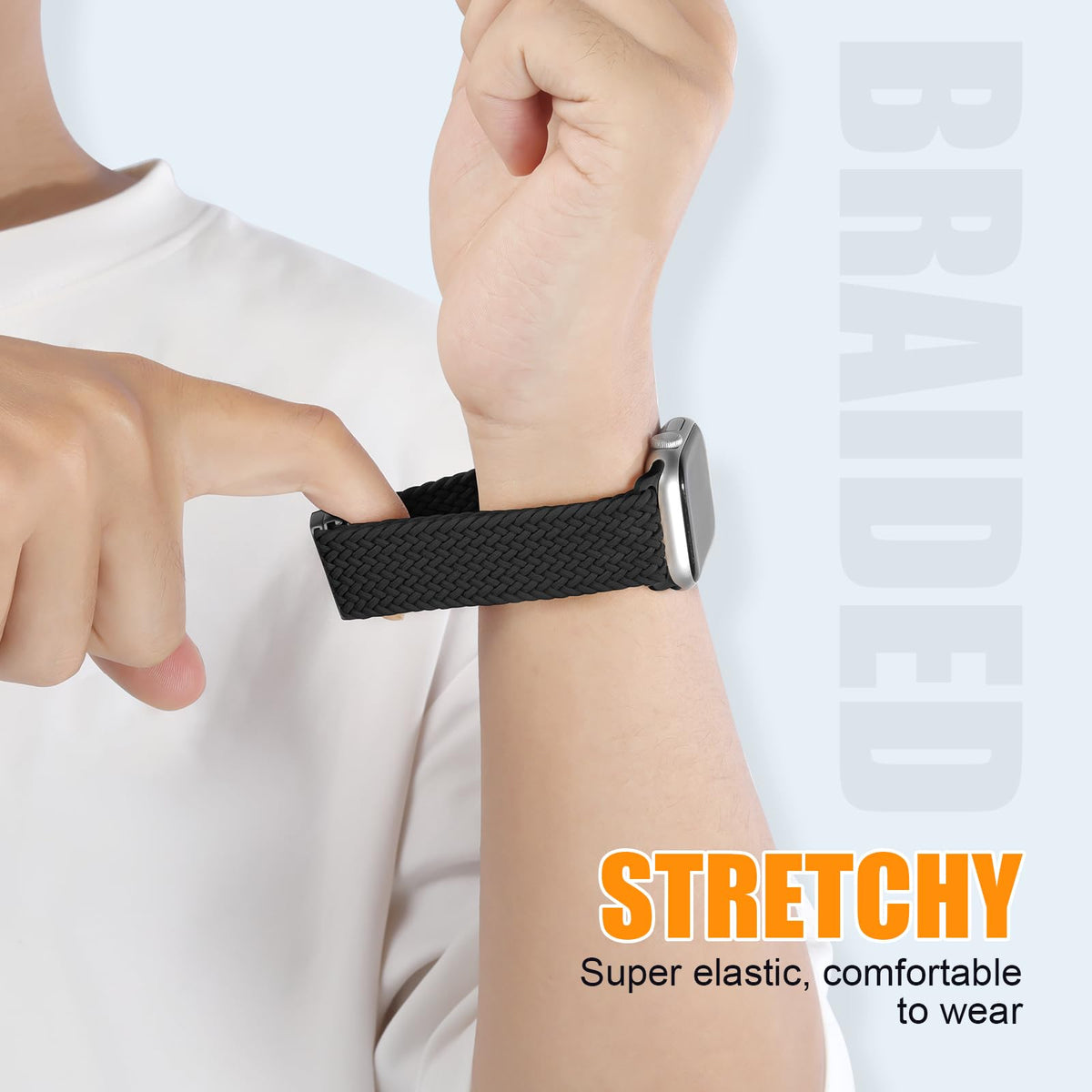 Magnetic Braided Stretchy Loop - Compatible with Apple Watch Band Women Men | 42mm 46mm 40mm 41mm 44mm 45mm 38mm 49mm Sport Solo Loop,Elastic Fabric Nylon Strap for iWatch 12 11 10 9 8 7 6 5 4 3 SE Ultra