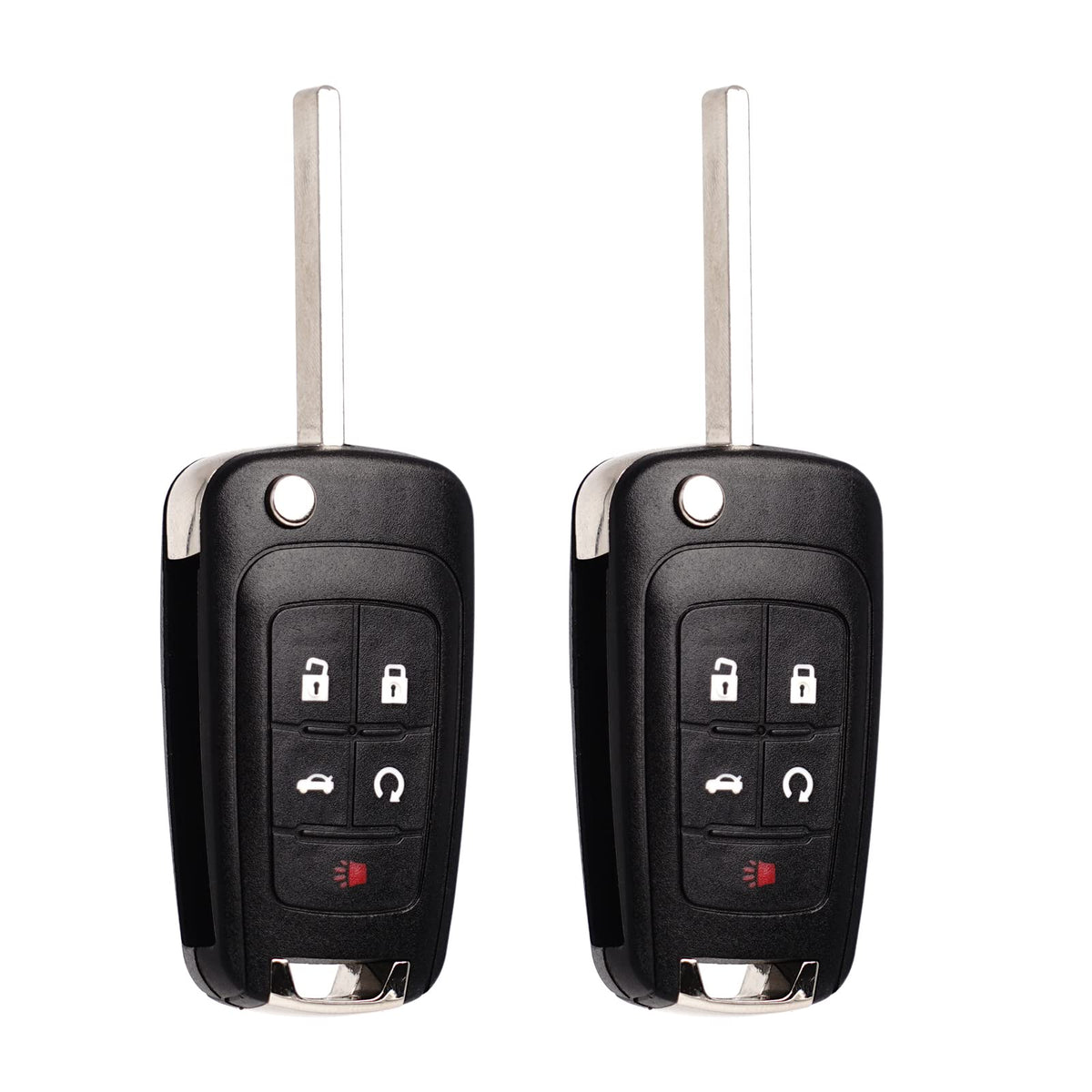 MechanMagic Flip Key Fob Replacement Fits for Chevy Equinox Camaro 2010-2019 Cruze Malibu Impala Sonic GMC Terrain Buick Lacrosse Regal Verano Encore Keyless Entry Remote Control 2 Sets