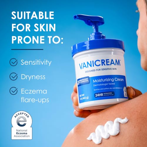 Vanicream Moisturizing Cream, Body & Face Moisturizer, 16 Oz Pump Dispenser | Formulated without Common Irritants for Sensitive Skin, Restores Moisture and Soothes Irritated, Cracked or Itchy Skin