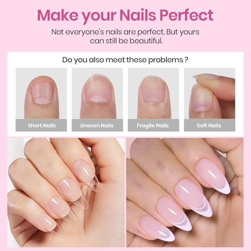 Beetles Medium Almond Nail Tips 576pcs 12 Sizes Pre-Etched Soft Gel Tips | Half Matte Full Cover Press on False Nail Tips Acrylic Nails DIY Extension Gift for Women