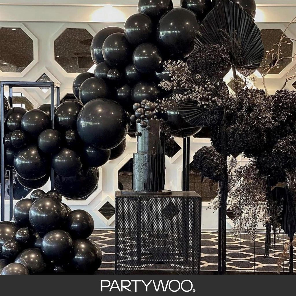 PartyWoo Black Balloons 152pcs Different Sizes of 18 12 10 5 Inch | Balloons for Baby Shower Birthday Graduation Casino Gaming Anniversary Race Car Baby Party Decorations Black-Y18