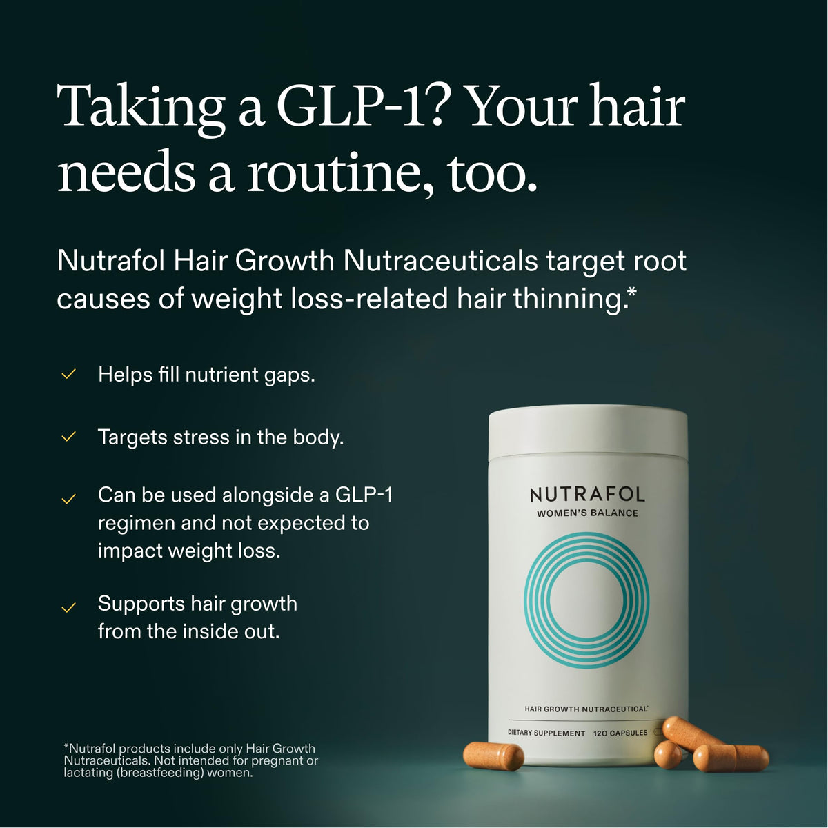 Nutrafol Women's Balance Hair Growth Supplements, Age 45+, 1-Month Pouch