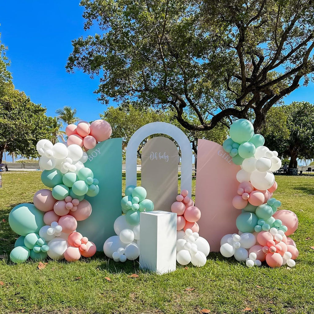 Sage Green Balloons for Boho Baby Shower Fairy Birthday Party Decorations | 60Pcs 12Inch Pink and Green Balloons Include Sage Green Pink Sand White Gold Confetti Balloons, Bridal Shower Decorations