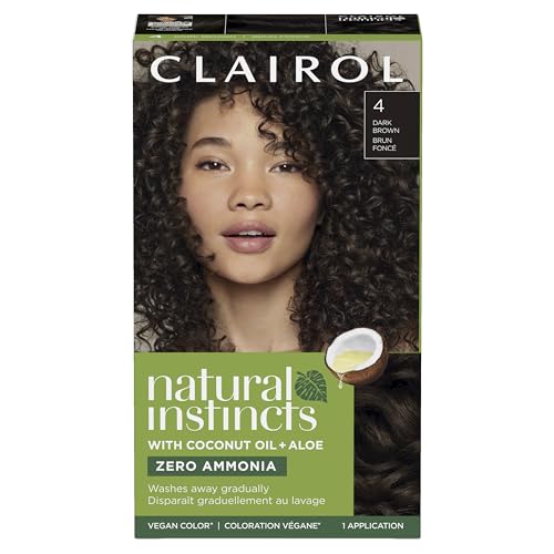 Clairol Natural Instincts Demi-Permanent Hair Dye, 4 Dark Brown | 1 Pack | Ammonia‑Free, Vegan Hair Color with Coconut Oil & Aloe Vera