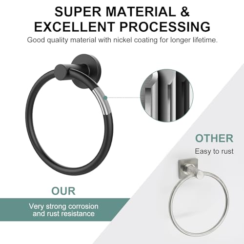 SetSail Towel Holder for Bathroom Wall Matte Black Towel Ring | Stainless Steel Hand Towel Holder Heavy Duty Towel Hanger for Bath, Kitchen