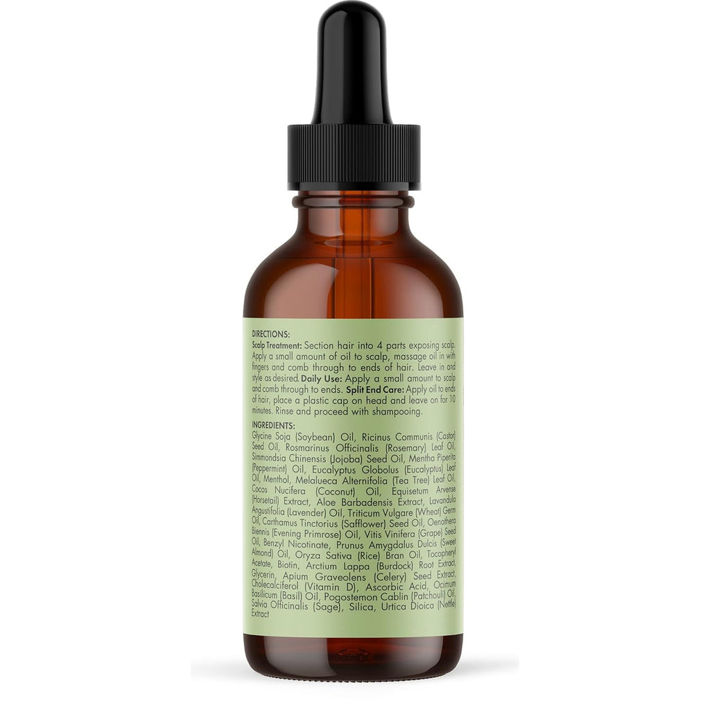 Mielle Organics Rosemary Mint Hair Oil with Biotin, 2 oz | Hair strengthening oil, with biotin & castor oil, dry scalp care, split end support, frizz smoothing