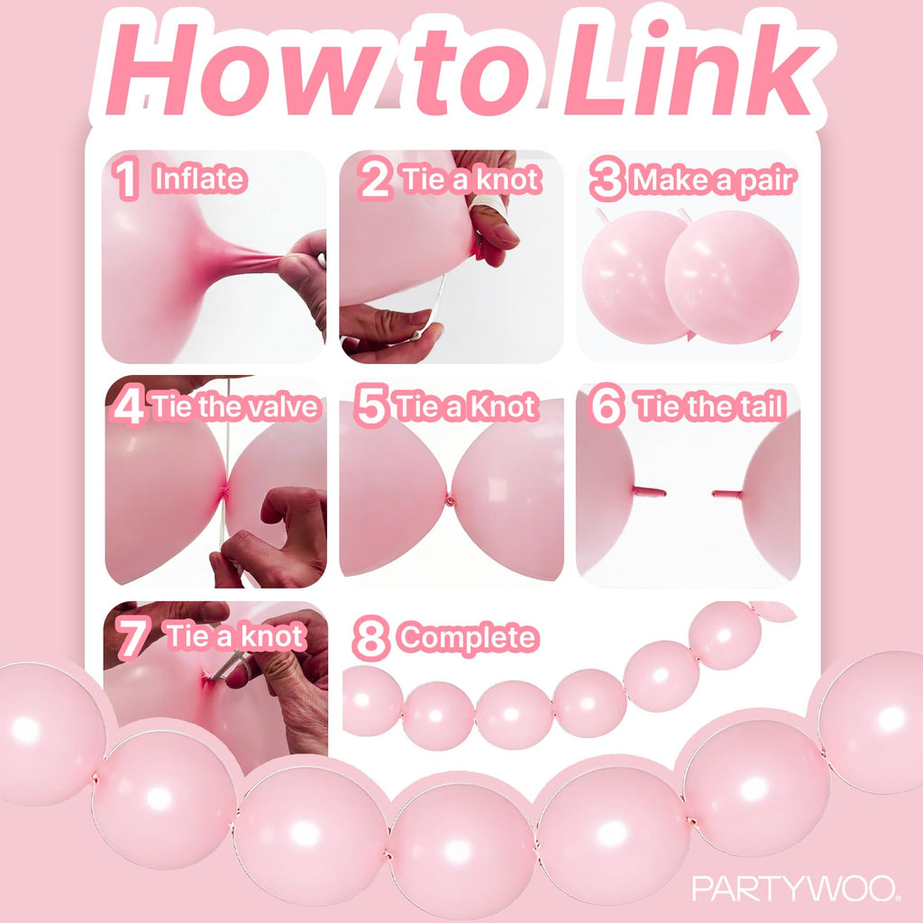PartyWoo Pastel Linking Balloons 100pcs 6 Inch Rainbow Link Balloons | for Baby Shower Gender Reveal Engagement Bachelorette Easter Bridal Shower Anniversary Birthday Graduation Party Decorations