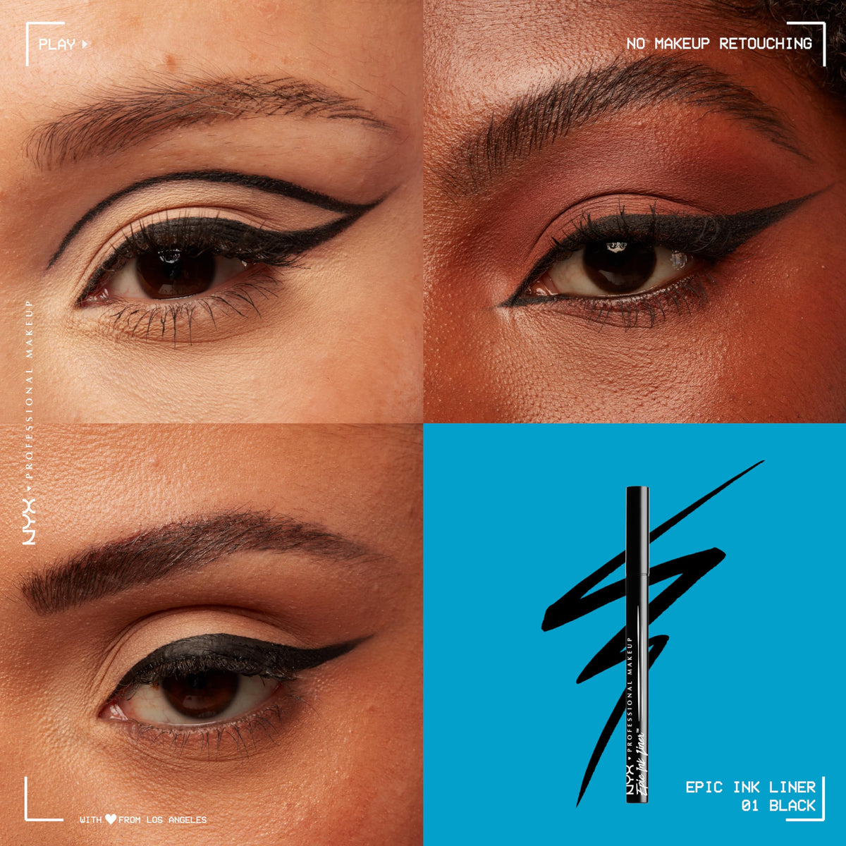 NYX PROFESSIONAL MAKEUP Epic Ink Eyeliner with Up To 24HR Wear, Black | Liquid Eyeliner with Waterproof, Smudge-proof & Transfer-Resistant Formula, Vegan & Cruelty Free
