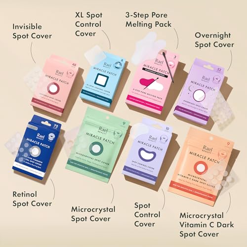 Rael Miracle Invisible Spot Cover Hydrocolloid Acne Pimple Patches (96 Ct) | Ultra-Thin Patch for Face, Absorbs Fluid From Blemishes, Facial Sticker, Korean Skin Care, Pore Care, 2 Sizes