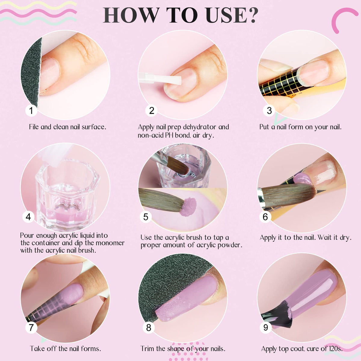 Saviland Acrylic Nail Starter Kit: Clear Pink Nude | Acrylic Powder & Liquid, Brush, Files, Forms, Press On Nails, Home Practice Set
