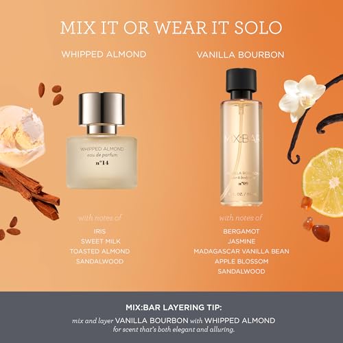 MIX:BAR Vanilla Bourbon Hair + Body Mist Spray for Women + Girls - Vanilla Bean, Sandalwood, Jasmine + Bergamot, Amber Fragrance Notes - Vanilla Bedroom + Hair + Body Oil Spray - Vegan - 5oz