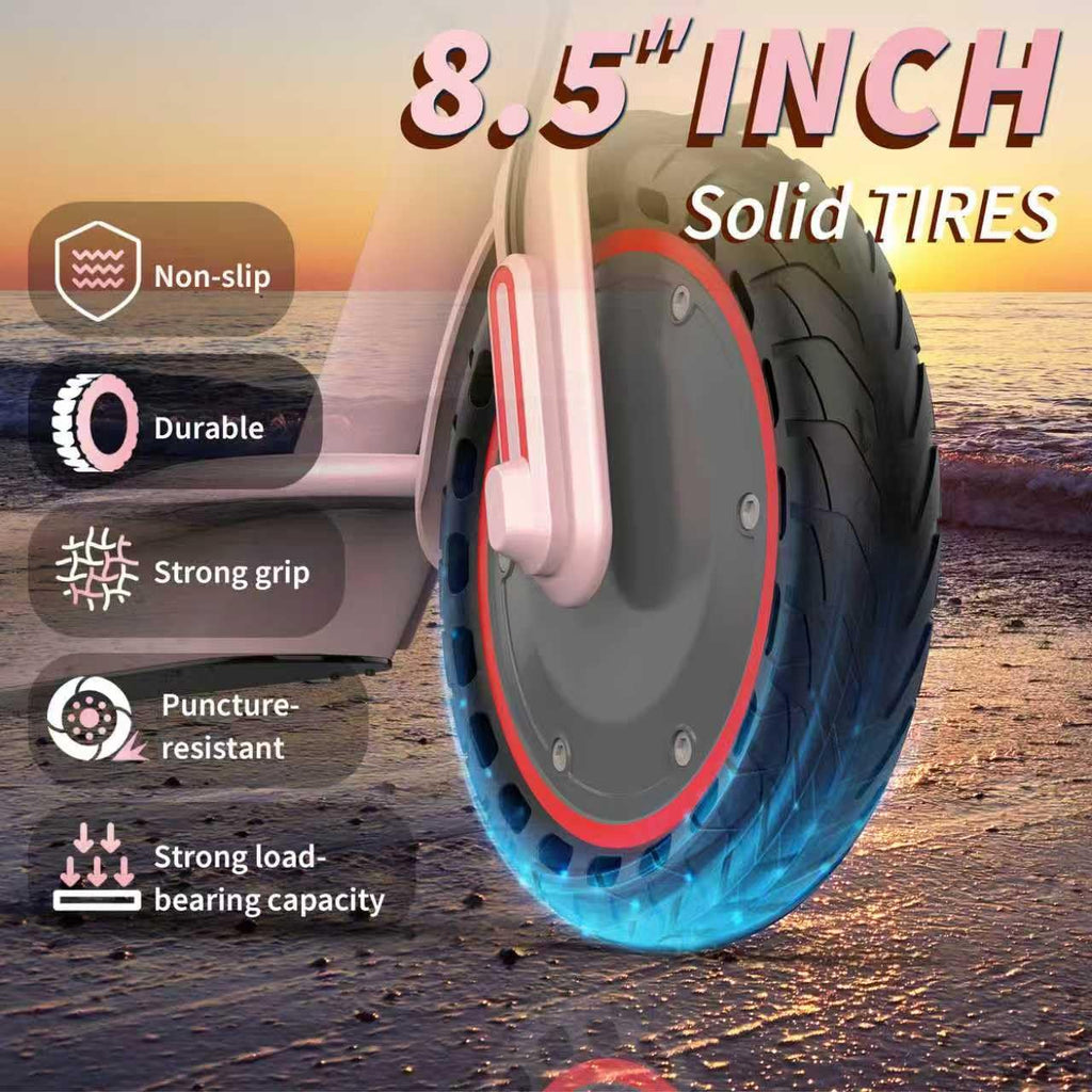 Electric Scooter - 350W/500W Motor, 8.5"/10''Solid Tires, Up to 19/22MPH& 16/21/23Miles Long-Range Portable Commuting Scooter for Adults with Double Braking System