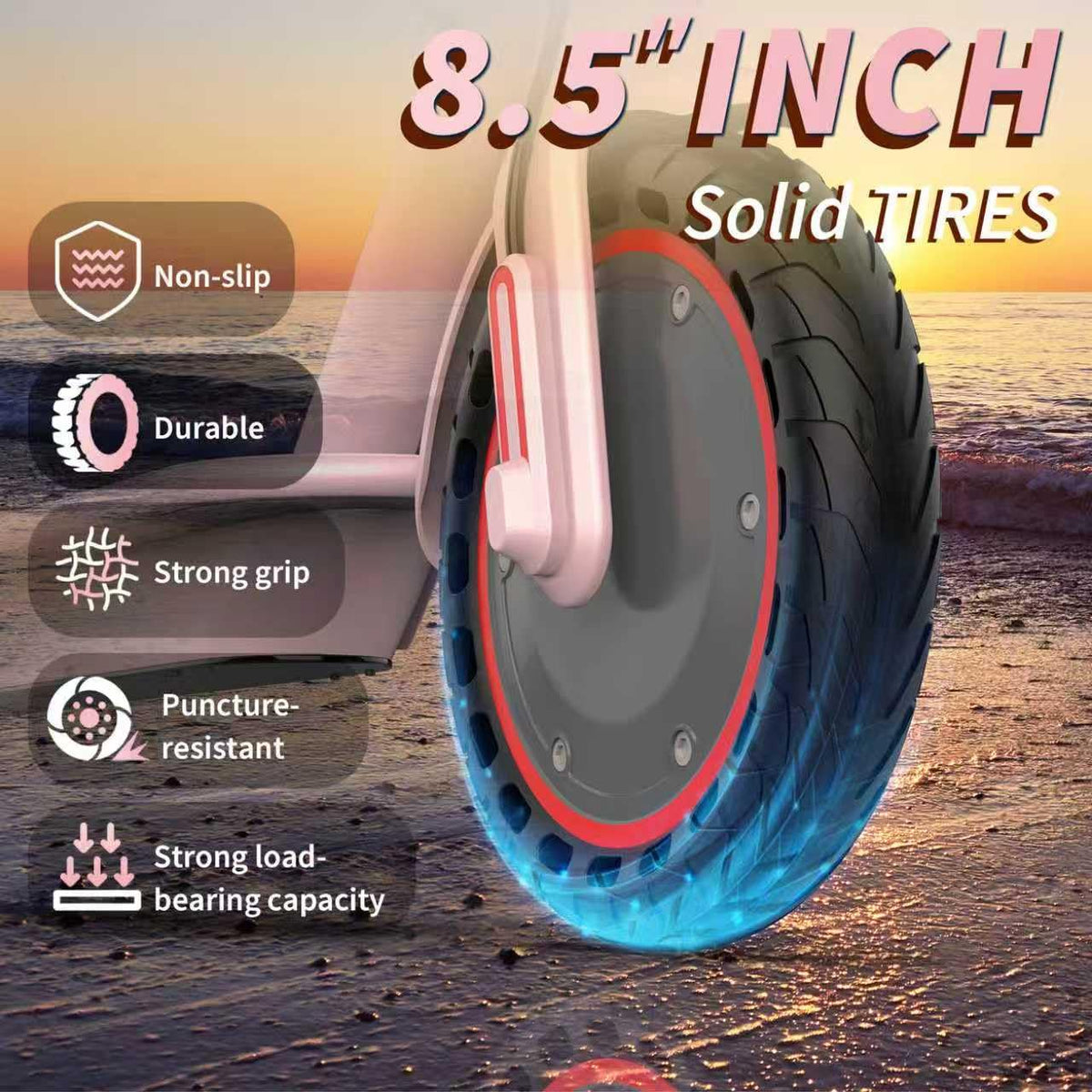 Electric Scooter - 350W/500W Motor, 8.5"/10''Solid Tires, Up to 19/22MPH& 16/21/23Miles Long-Range Portable Commuting Scooter for Adults with Double Braking System