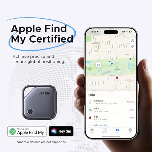 UGREEN FineTrack Air Tracker Tags (iOS Only) 4 Pack Key Finder | Bluetooth Tracker 2-Year Replaceable Battery Compatible with Apple Find My for Keys, Luggage [Apple Find My Certified]
