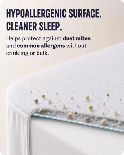 SafeRest Waterproof Queen Size Mattress Protector | Fitted with Stretchable Pockets, Machine Washable, Cotton Blend Mattress Cover for Bed