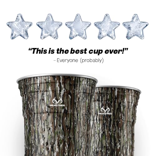 Top Cup Aluminum Party Cups, RealTree Original Camo, 20oz, 20 Count | Made in the USA, Colder, Durable, Reusable, Recycleable, Dishwasher Safe