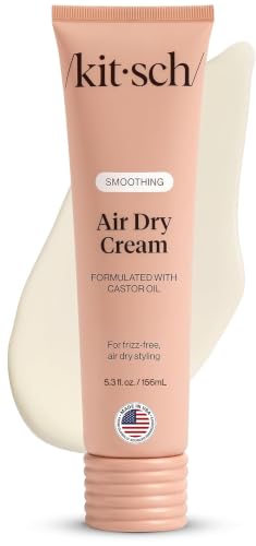 Kitsch Smoothing Air Dry Cream – With Castor Oil & Coconut Oil - 5.3 oz | Frizz Control Hair Care Product – Lightweight Hair Styling Products – Enhances Natural Hair Texture Appearance