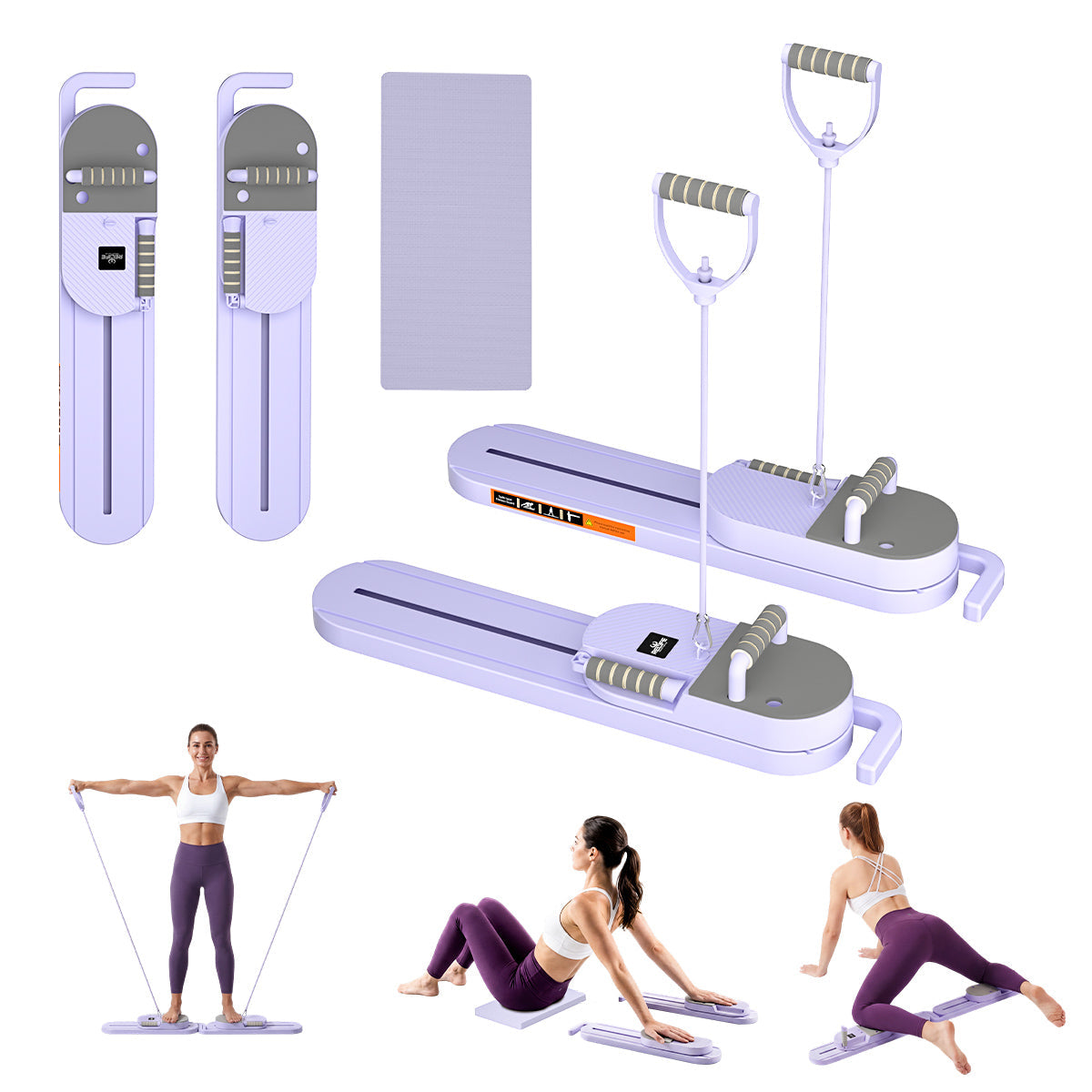 RELIFE All-in-One Pilates Reformer Board with Ski Simulator & Knee Pad Portable Split Pilates Machine for Abs, Glutes, Waist, Arms & Legs Training