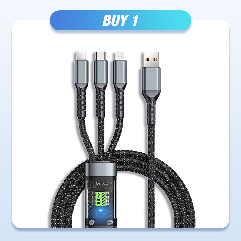 ⚡Transparent Luminous 3-in-1 Super Fast Charging Cable