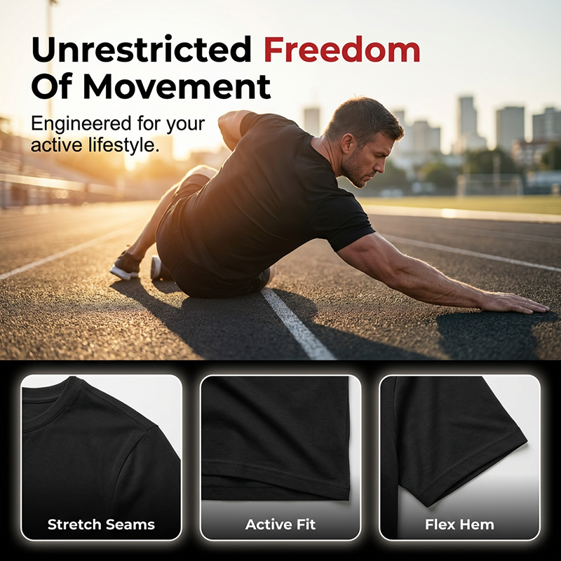 ⏳Time-Limited Special⏰Men's Athletic Fit Crew Neck Tee – Breathable Cotton, Perfect Stretch & Ideal for Gym or Daily Wear ✨