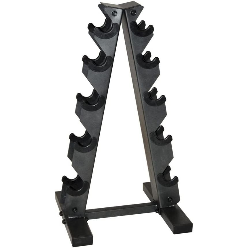 SFE 5-25LB Rubber Hex Dumbbell Set w/ A-Frame Rack (New)